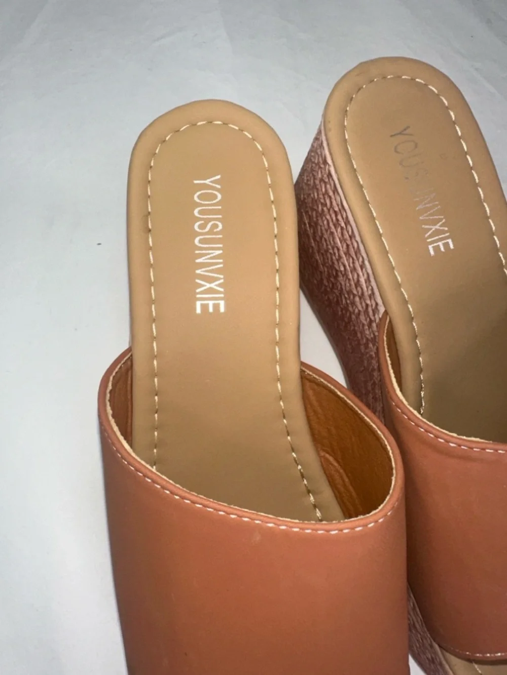 Platform Slide Sandals Brown Wedge Espadrille Style Womens Size 42 Size 10.5